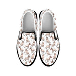 White Bull Terrier Pattern Print Black Slip On Shoes
