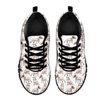 White Bull Terrier Pattern Print Black Sneakers