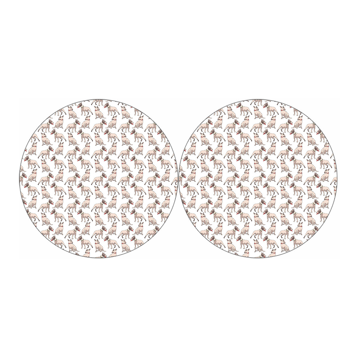 White Bull Terrier Pattern Print Car Coasters