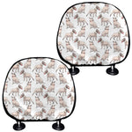 White Bull Terrier Pattern Print Car Headrest Covers