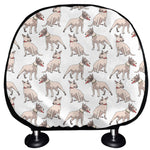White Bull Terrier Pattern Print Car Headrest Covers
