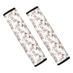 White Bull Terrier Pattern Print Car Seat Belt Covers