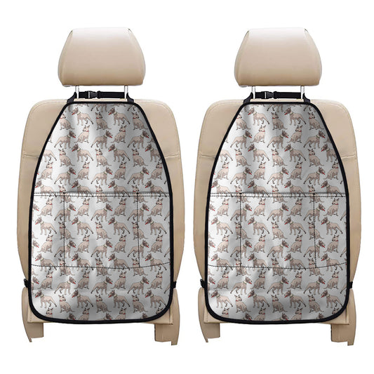White Bull Terrier Pattern Print Car Seat Organizers