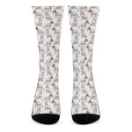 White Bull Terrier Pattern Print Crew Socks