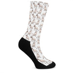 White Bull Terrier Pattern Print Crew Socks