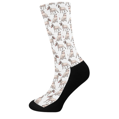 White Bull Terrier Pattern Print Crew Socks