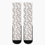 White Bull Terrier Pattern Print Crew Socks