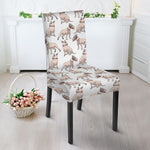 White Bull Terrier Pattern Print Dining Chair Slipcover