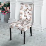 White Bull Terrier Pattern Print Dining Chair Slipcover