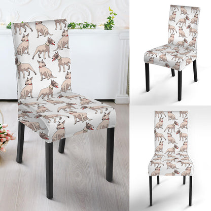 White Bull Terrier Pattern Print Dining Chair Slipcover