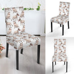 White Bull Terrier Pattern Print Dining Chair Slipcover
