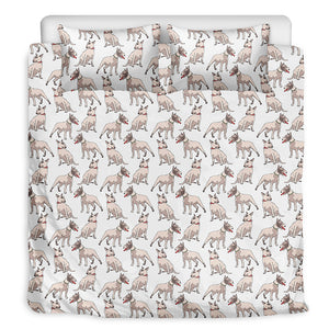 White Bull Terrier Pattern Print Duvet Cover Bedding Set