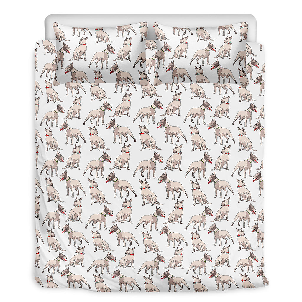 White Bull Terrier Pattern Print Duvet Cover Bedding Set