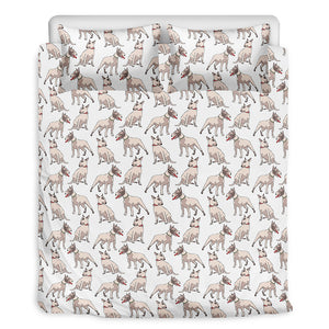 White Bull Terrier Pattern Print Duvet Cover Bedding Set