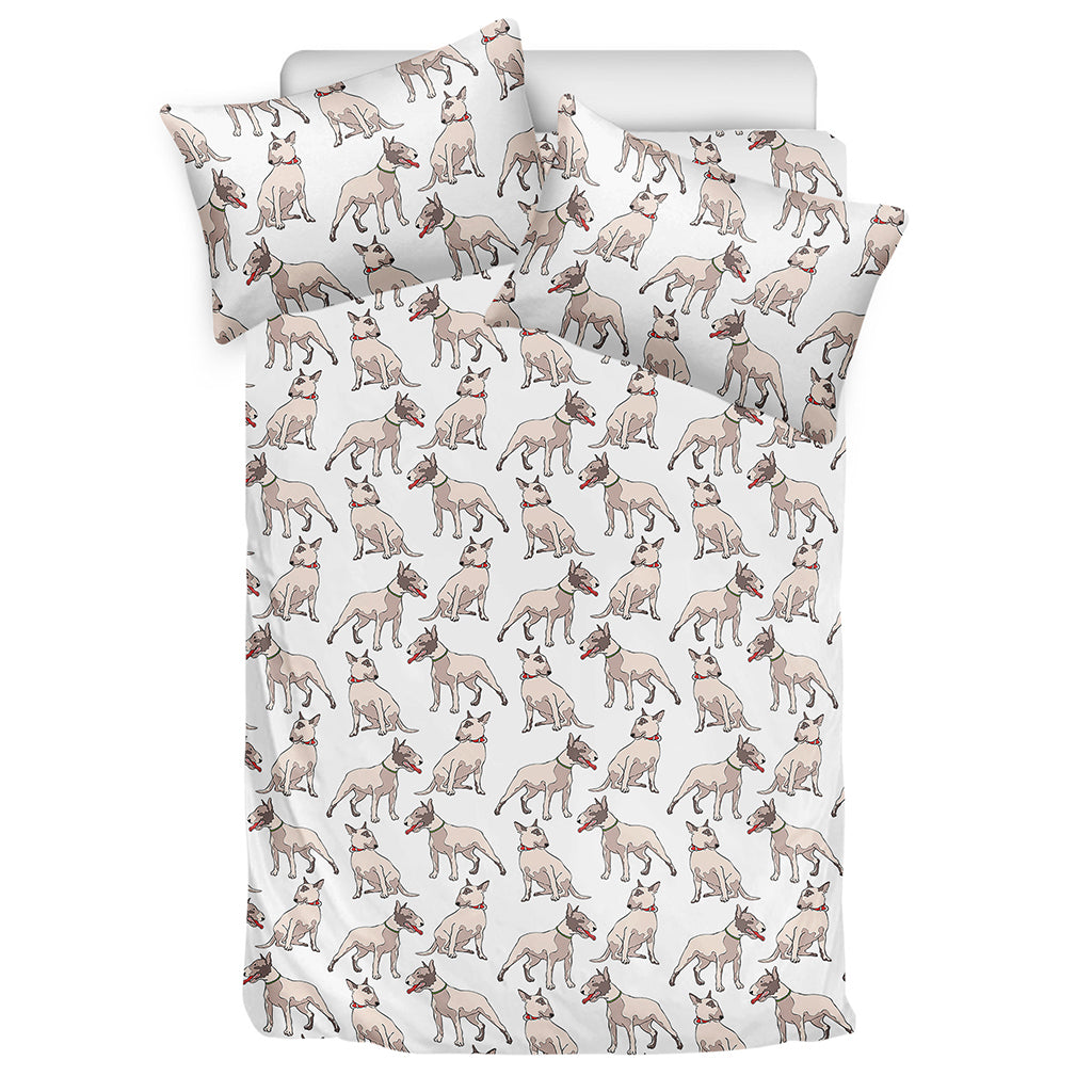 White Bull Terrier Pattern Print Duvet Cover Bedding Set