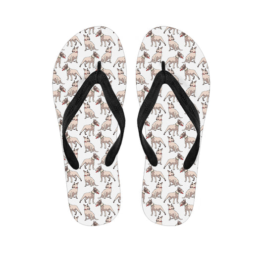 White Bull Terrier Pattern Print Flip Flops