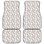 White Bull Terrier Pattern Print Front and Back Car Floor Mats