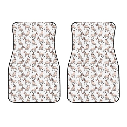 White Bull Terrier Pattern Print Front Car Floor Mats