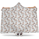 White Bull Terrier Pattern Print Hooded Blanket