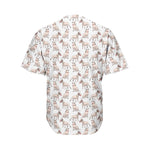 White Bull Terrier Pattern Print Men's Baseball Jersey