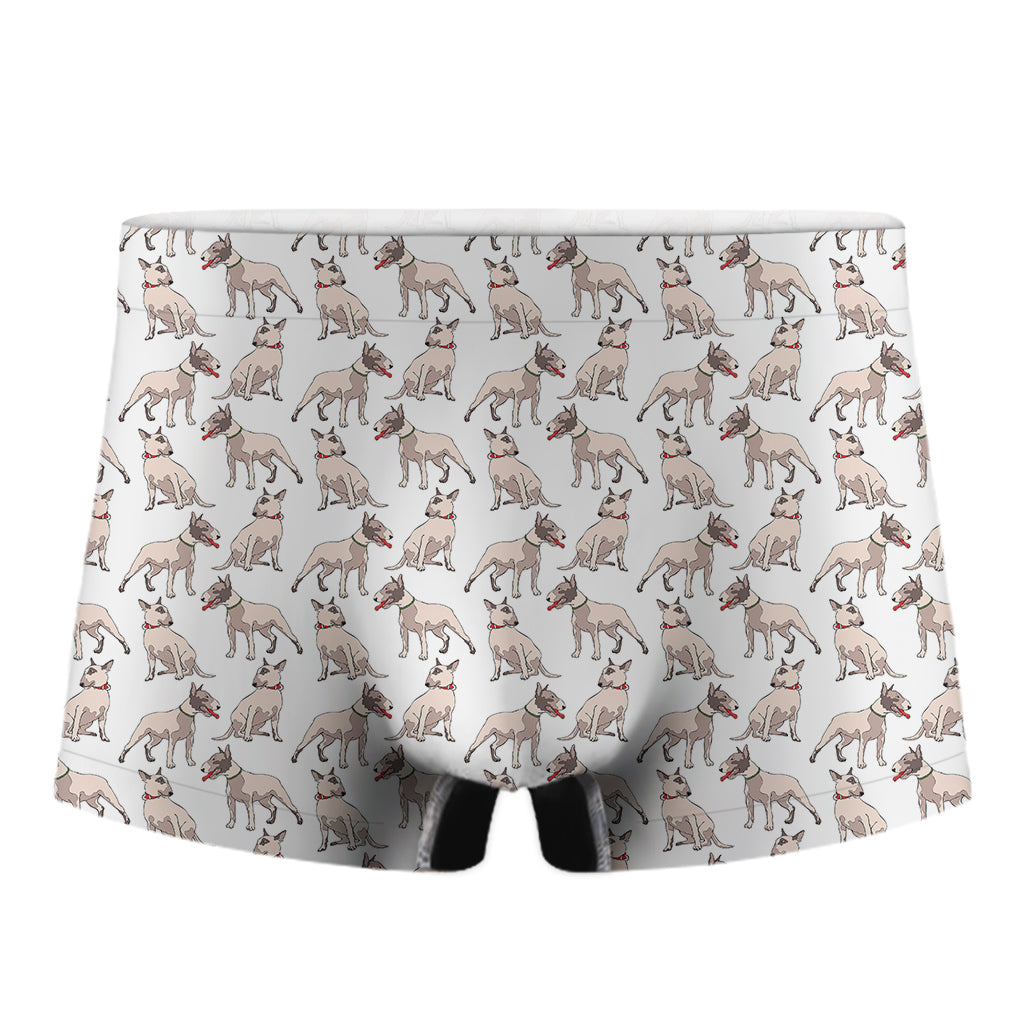 White Bull Terrier Pattern Print Men's Boxer Briefs