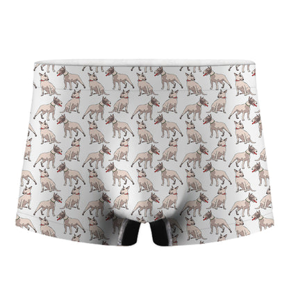 White Bull Terrier Pattern Print Men's Boxer Briefs