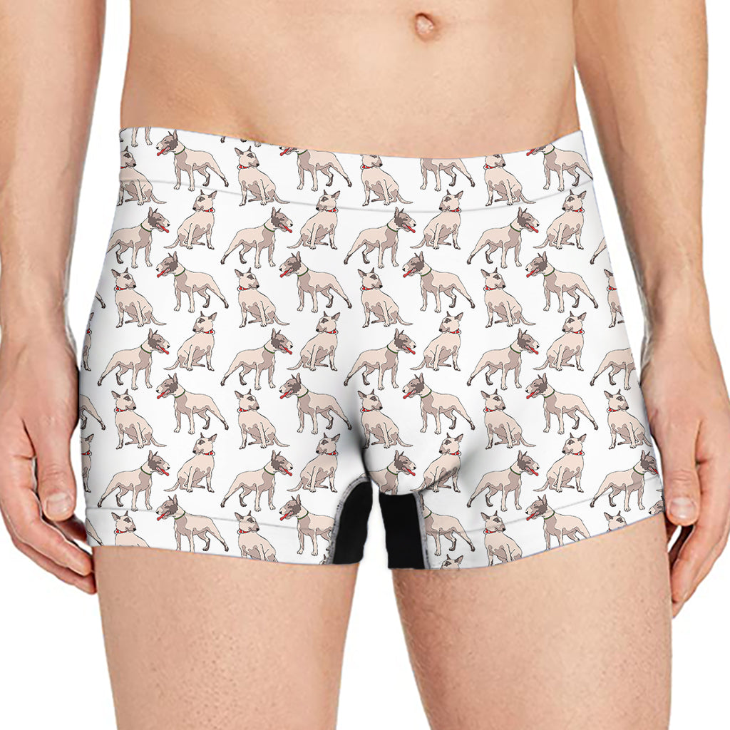 White Bull Terrier Pattern Print Men's Boxer Briefs