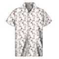 White Bull Terrier Pattern Print Men's Short Sleeve Shirt