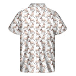 White Bull Terrier Pattern Print Men's Short Sleeve Shirt