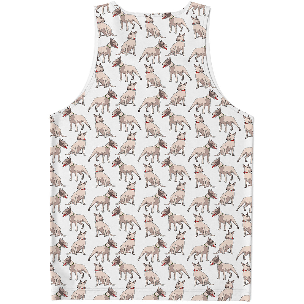 White Bull Terrier Pattern Print Men's Tank Top