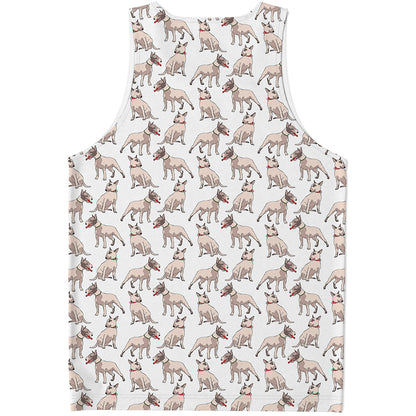 White Bull Terrier Pattern Print Men's Tank Top