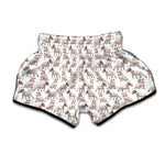 White Bull Terrier Pattern Print Muay Thai Boxing Shorts