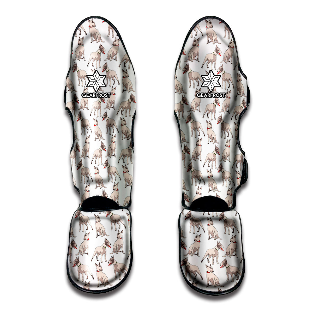 White Bull Terrier Pattern Print Muay Thai Shin Guard