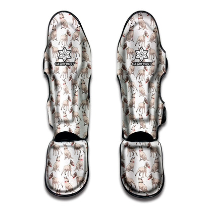 White Bull Terrier Pattern Print Muay Thai Shin Guard