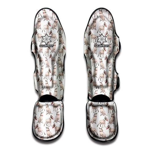 White Bull Terrier Pattern Print Muay Thai Shin Guard