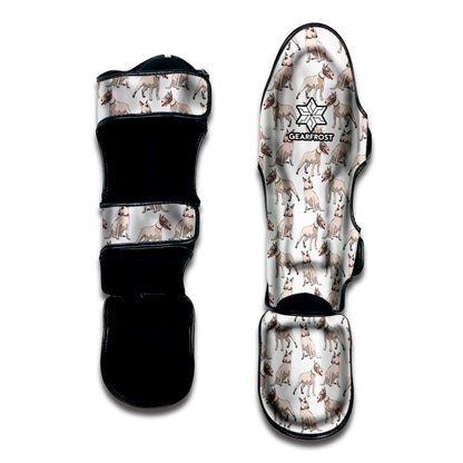 White Bull Terrier Pattern Print Muay Thai Shin Guard