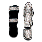 White Bull Terrier Pattern Print Muay Thai Shin Guard