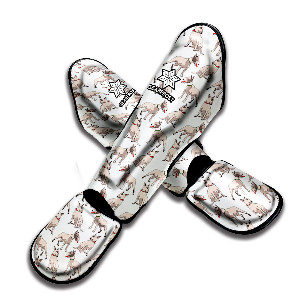 White Bull Terrier Pattern Print Muay Thai Shin Guard