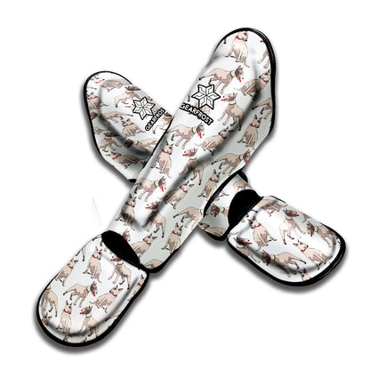 White Bull Terrier Pattern Print Muay Thai Shin Guard