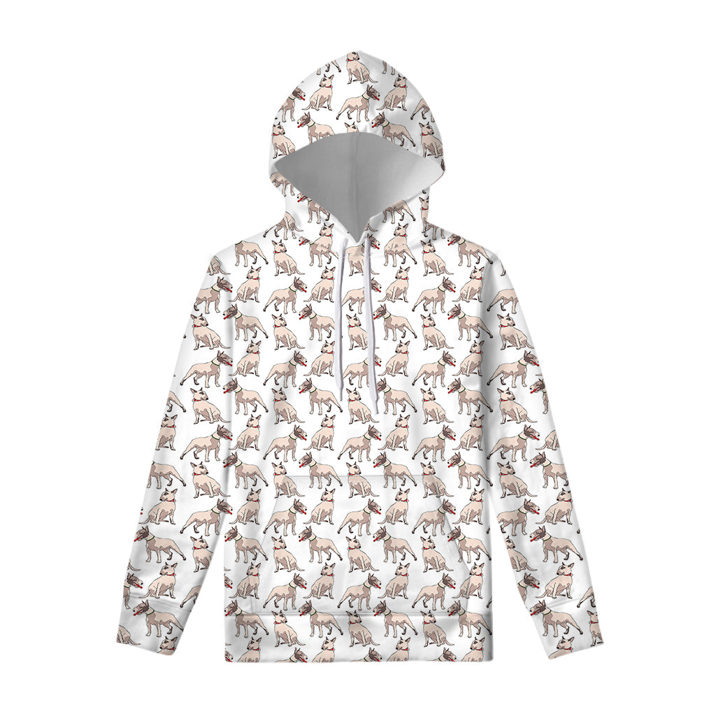 White Bull Terrier Pattern Print Pullover Hoodie