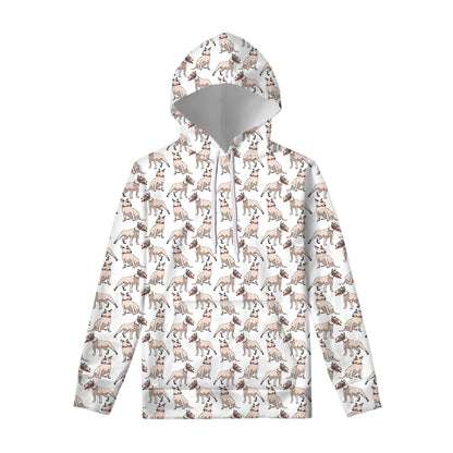 White Bull Terrier Pattern Print Pullover Hoodie