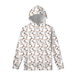 White Bull Terrier Pattern Print Pullover Hoodie