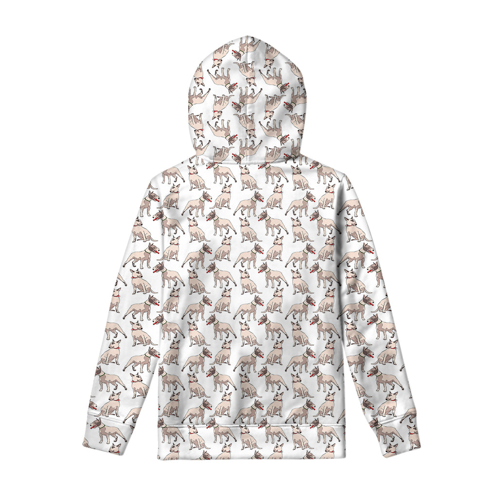 White Bull Terrier Pattern Print Pullover Hoodie
