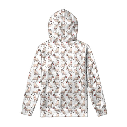 White Bull Terrier Pattern Print Pullover Hoodie