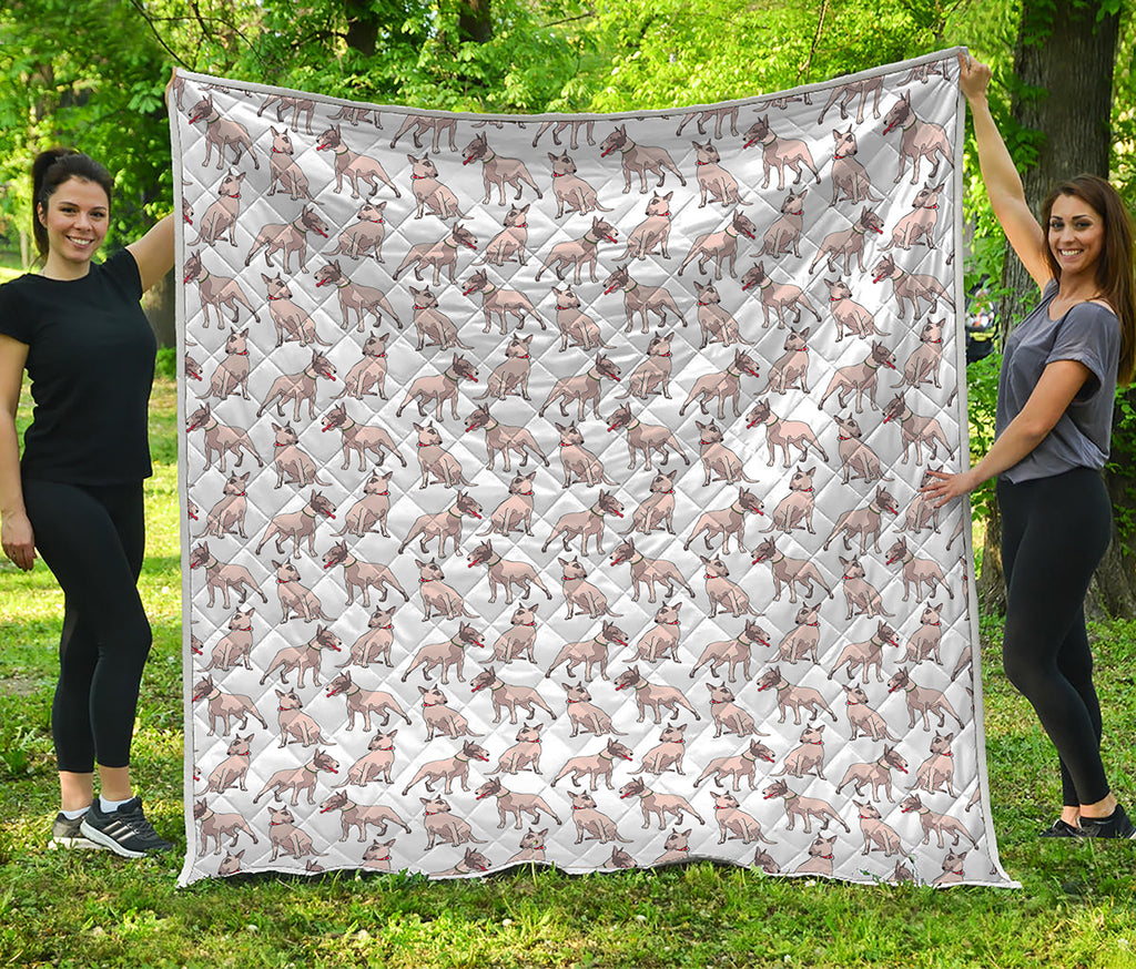 White Bull Terrier Pattern Print Quilt
