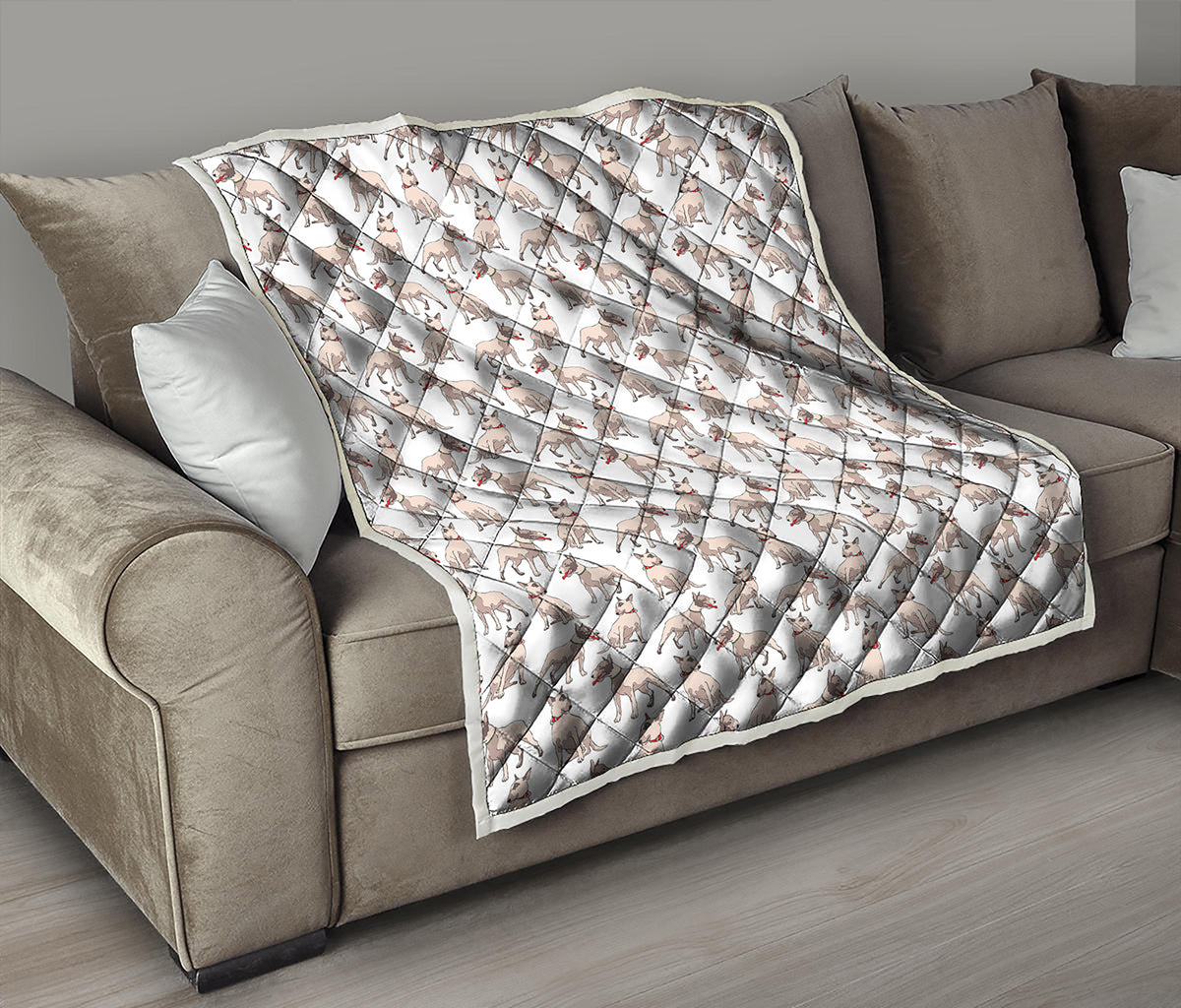White Bull Terrier Pattern Print Quilt