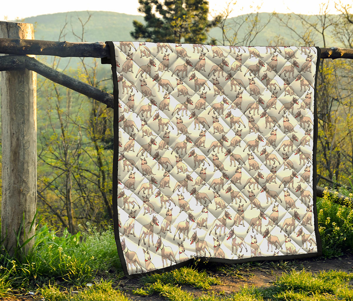 White Bull Terrier Pattern Print Quilt