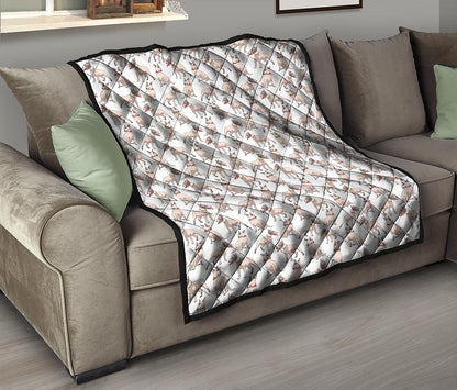 White Bull Terrier Pattern Print Quilt