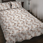 White Bull Terrier Pattern Print Quilt Bed Set