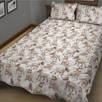 White Bull Terrier Pattern Print Quilt Bed Set